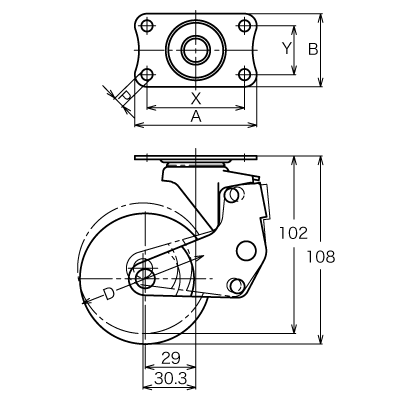 940 L-3L 75 (20daN) | キャスターのトップブランド、ハンマーキャスター